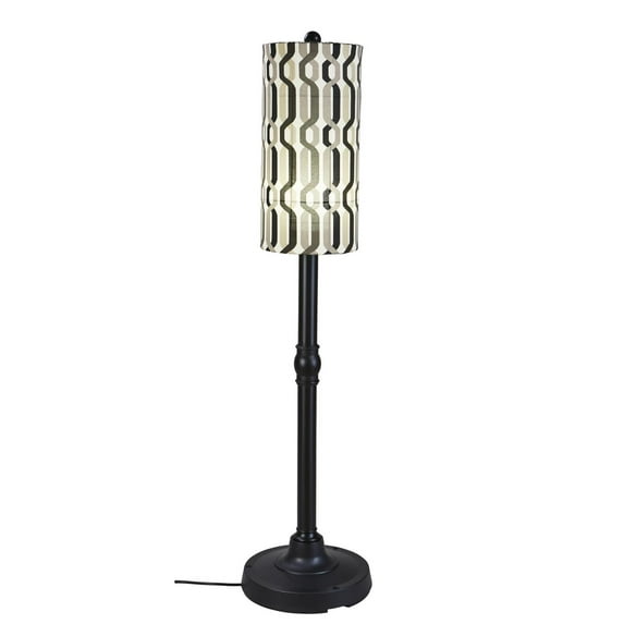 Patio Living Concepts Coronado 58 in. Floor Lamp 62270 with 2 in. black body and New Twist Caviar outdoor fabric shade