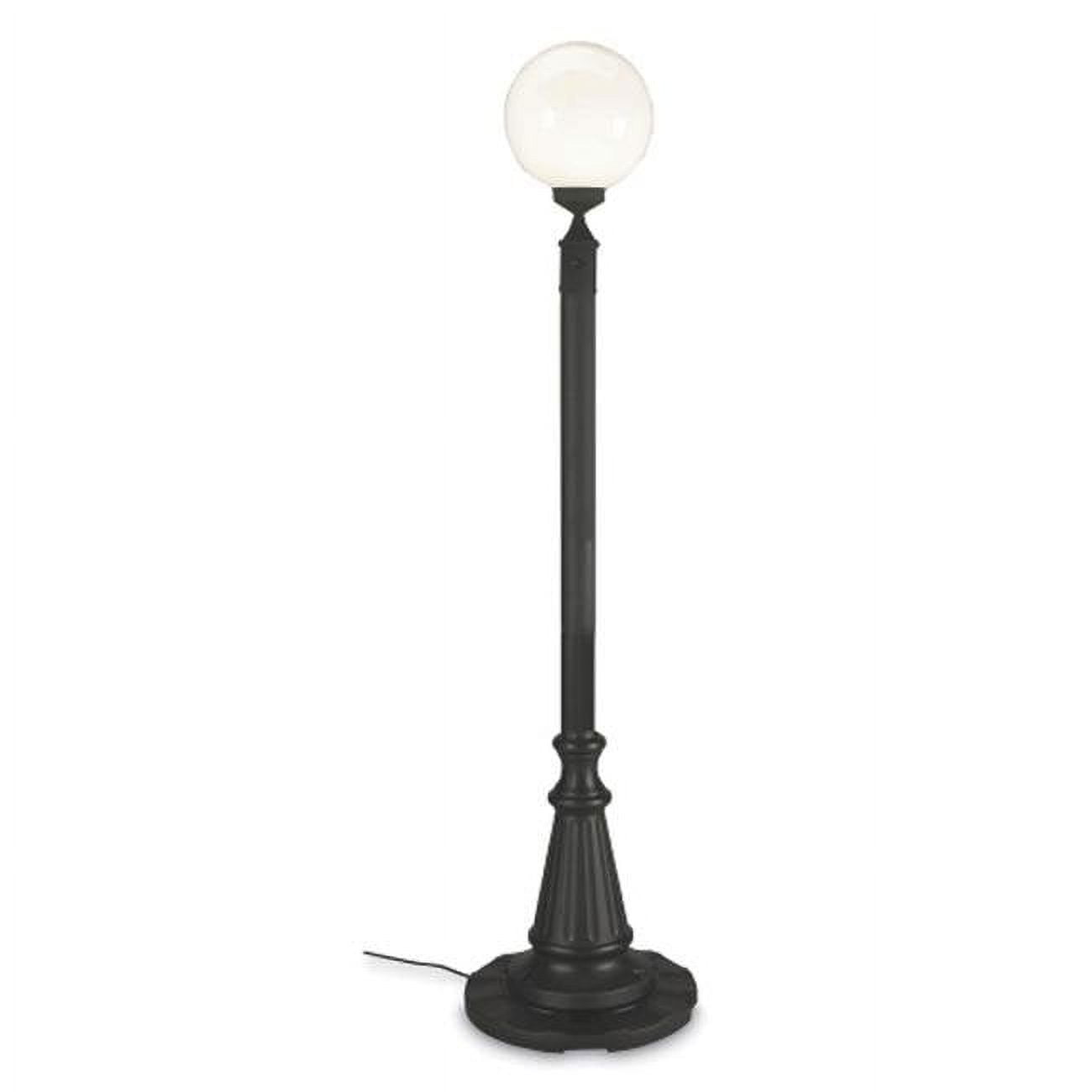 Black Aluminum Single Globe Patio Lamp with Acrylic Shade