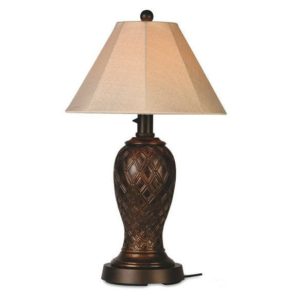 Patio Living Concepts Monterey 34 Inch Outdoor Table Lamp w/ Antique Beige Linen Sunbrella Shade