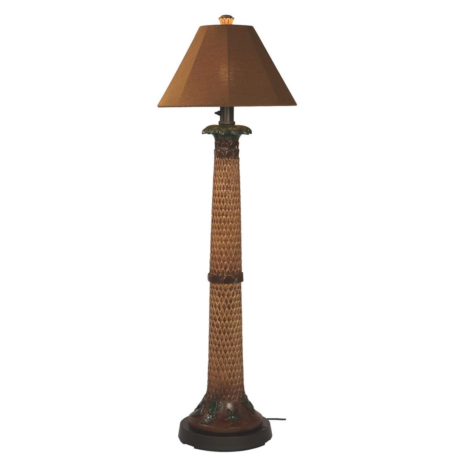 Patio Living Palm Outdoor Floor Lamp 36967 with Teak Sunbrella Shade ...