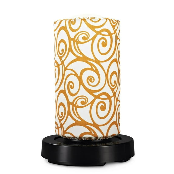 Patio Living PatioGlo LED Table Lamp, Bright White, Orange Swirl Fabric Cover 73800-Color:Bright White/Orange Swirl