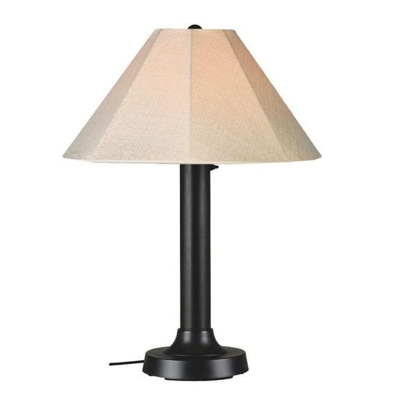 Patio Living Concepts Seaside Table Lamp 20610 with 3 in. black body and antique beige linen Sunbrella shade fabric