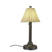 Patio Living Concepts Tahiti II 30 in. Table Lamp 19227 with 2 in. bronze tube body and tight weave  flat wicker  stone shade