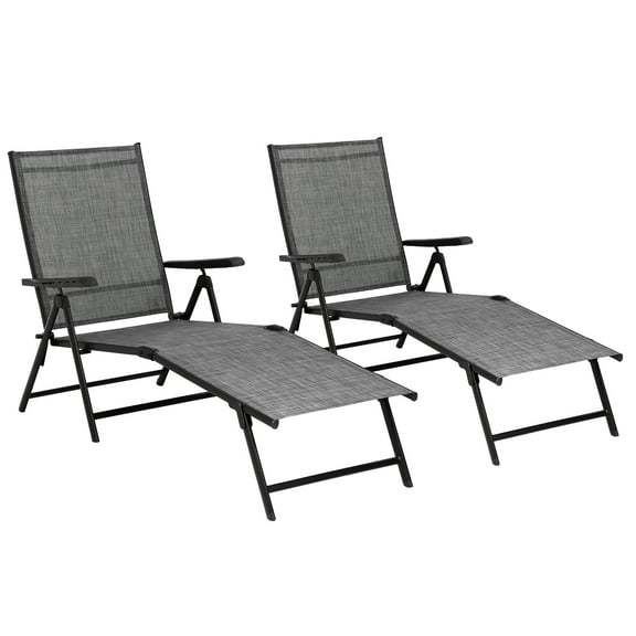 FDW Plastic Lightweight and Foldable Patio Chaise Lounges - Set of 2