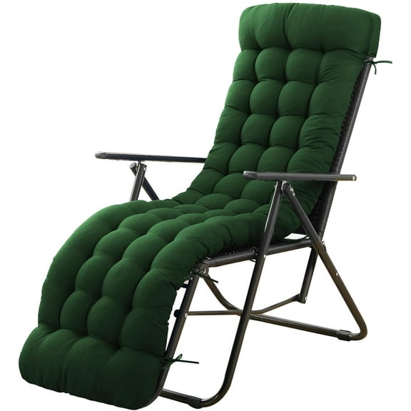 Patio Lounge Chair Cushion, Waterproof Zero Gravity Chair Cushions with Ties, 66x21x4 Inches Chaise Lounge Chair Cushion for Outdoor Indoor Furniture, Green (Only Cushion)