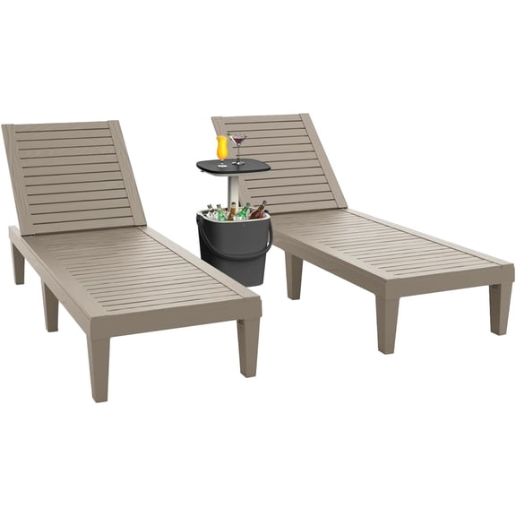 Patio Lounge Chair, Resin Outdoor Chaise Lounge with Waterproof Design & Lightweight Frame, Premium Outdoor Lounge Chairs for Backyard, Poolside, Garden