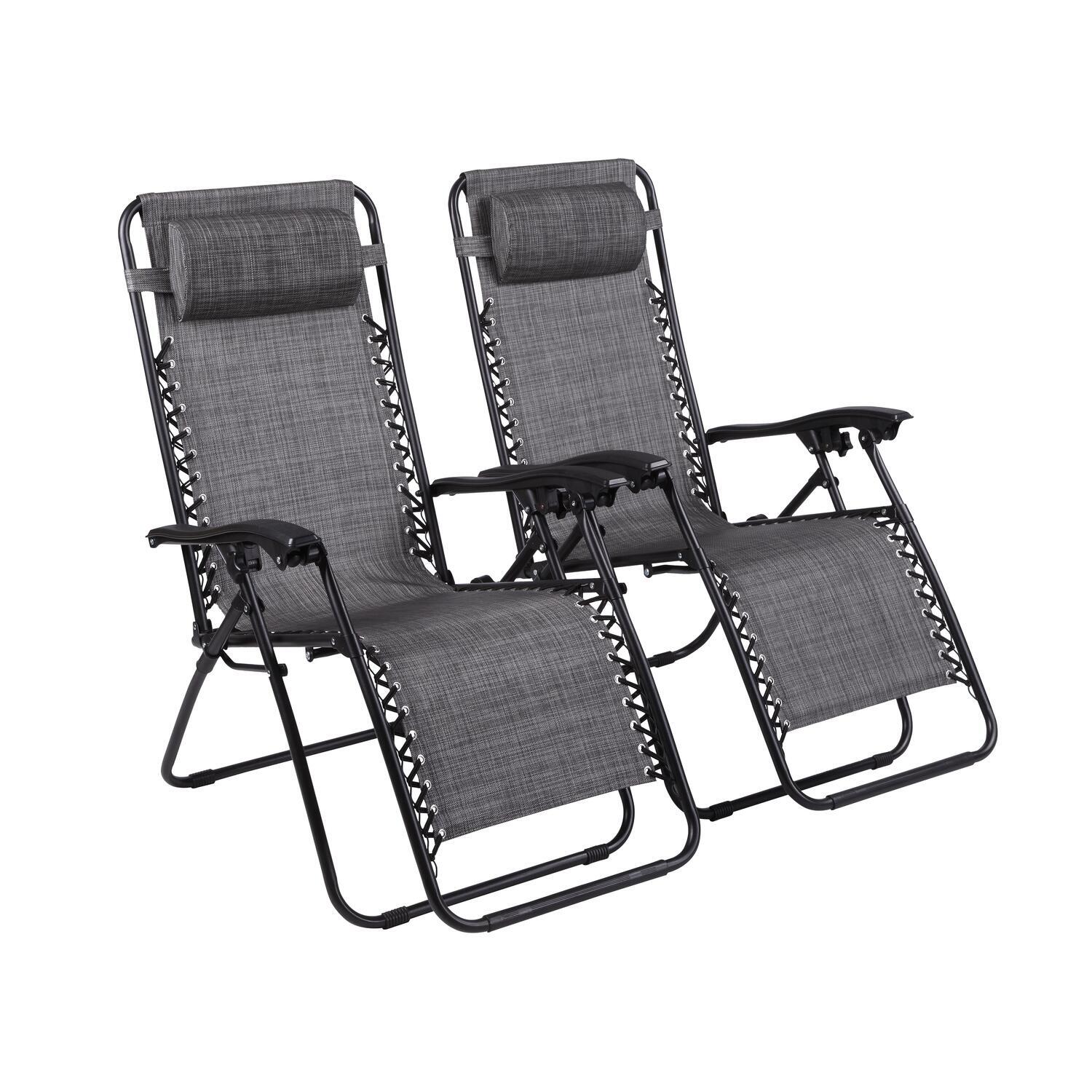 Patio Lounge Chairs Set of 2 Lounge Chairs for Outside Outdoor Lounge Chairs Tanning Chair Folding Lounge Chair Pack of 2 - Color: Gray - image 1 of 6