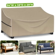 YEERSWAG 54"x38"x29" Patio Loveseat Cover, Waterproof Outdoor Sofa Cover for 2-Seater Sofa, Heavy Duty 420D Patio Couch Cover Windproof with Drawstring & Corner Buckles, Brown