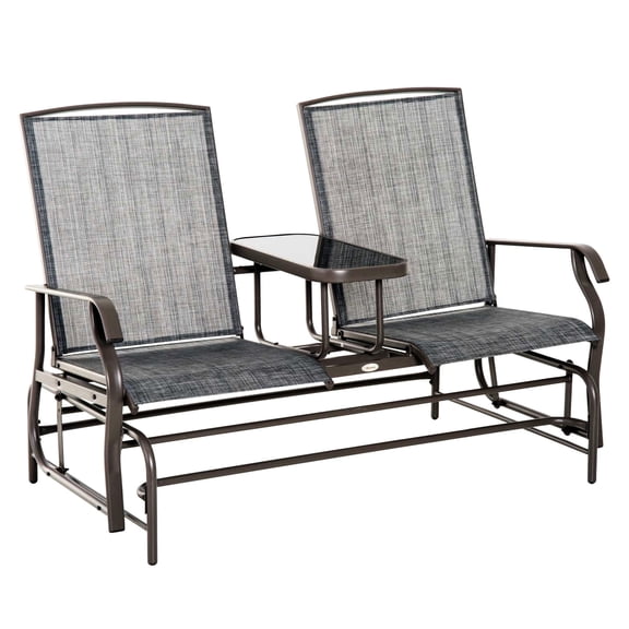 Patio Loveseat Glider | Swing with a Buddy on Balcony or Garden | Breathable Mesh Fabric Seats | Supports High Total Weight