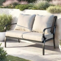 Patio Loveseat, Outdoor Sofa with Cushions, Waterproof Modern Design for Porch, Balcony & Garden, Beige
