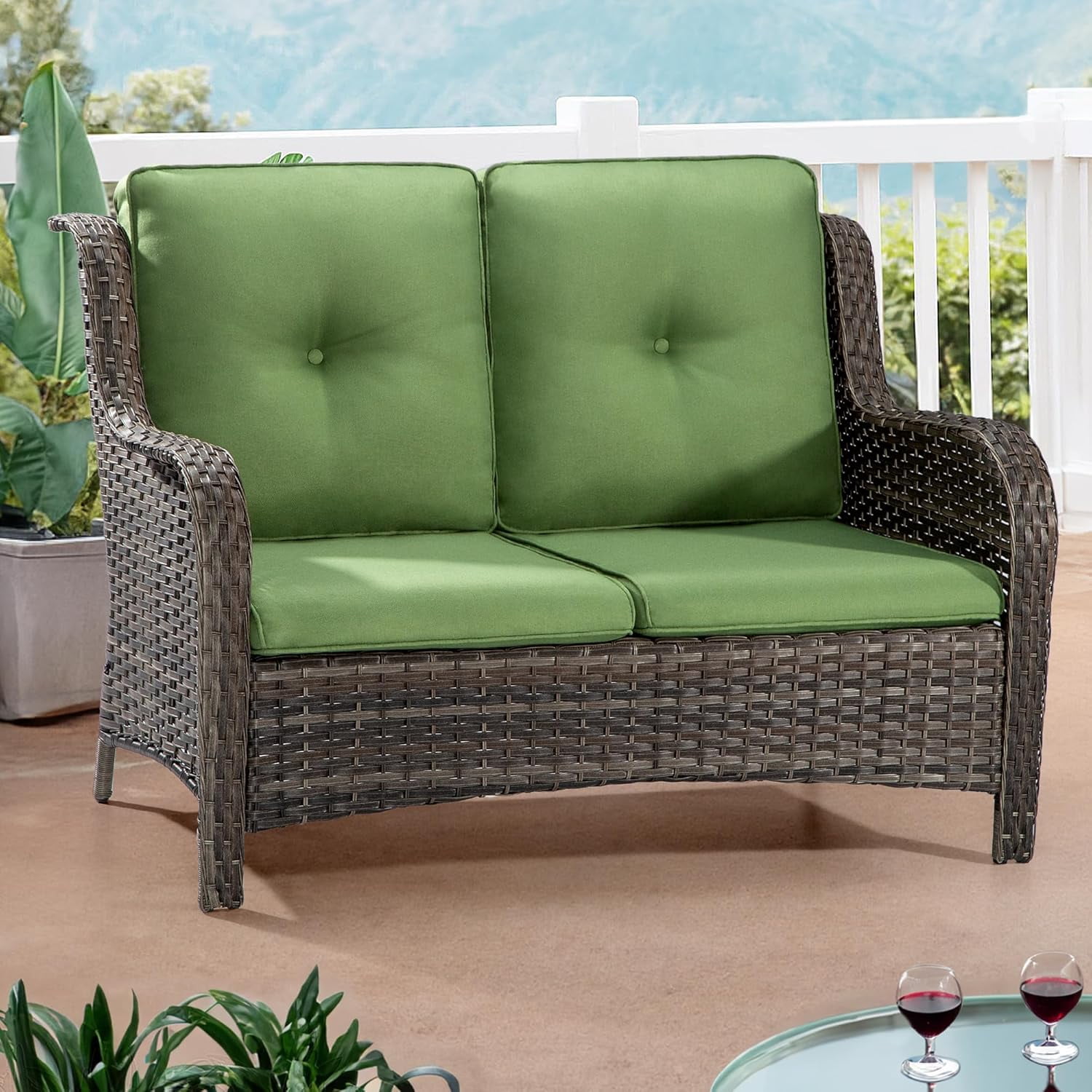 Patio Loveseat, Wicker Patio Couch 2Seat Outdoor Couch with Deep — free download