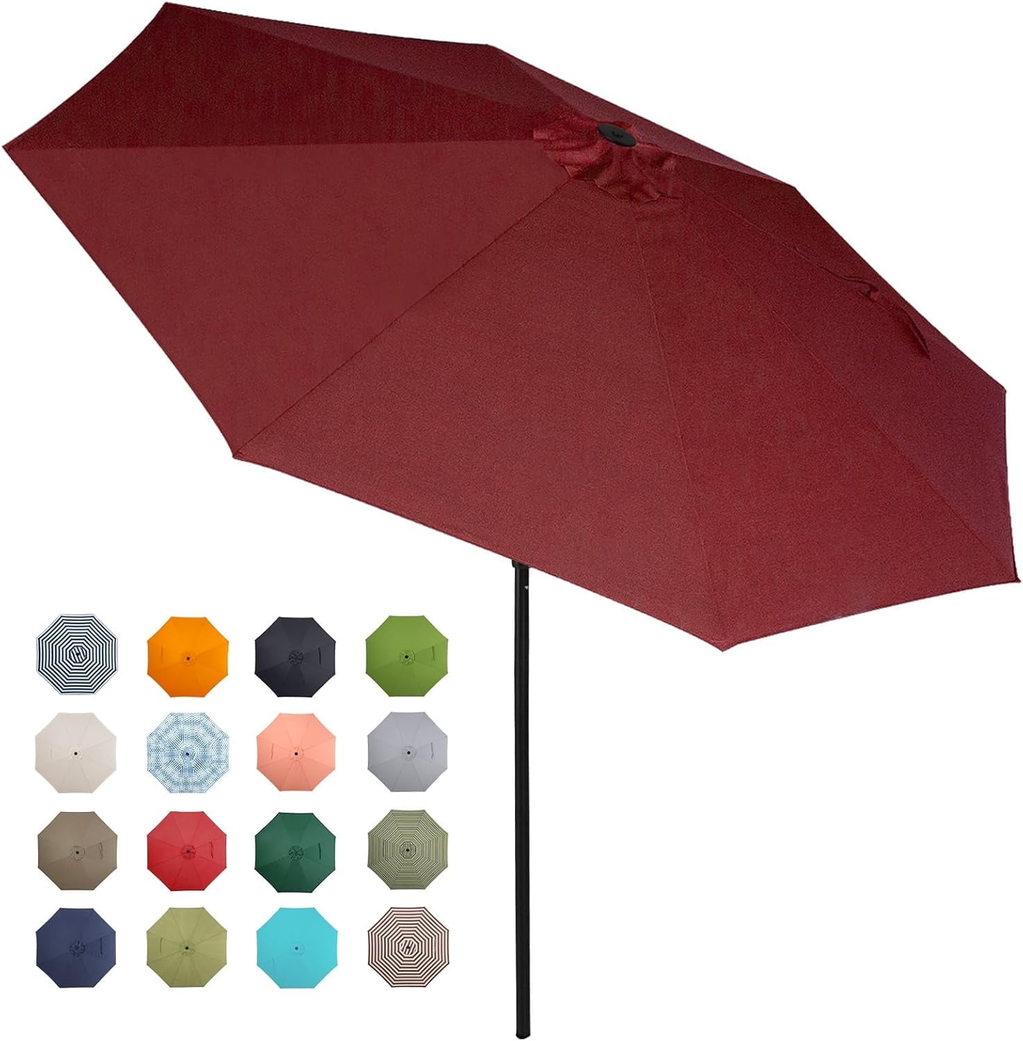 Patio Market Outdoor Table Umbrella with Push Button Tilt and Crank ...