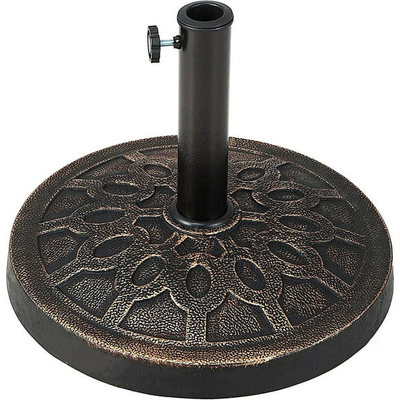 Patio Market Umbrella Base, Heavy Duty Outdoor Stand, Cast Iron Umbrella Holder for Garden Beach, Classic Round Umbrella Standing Deck Porch