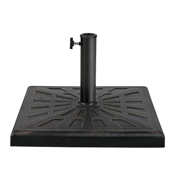 Patio Market Umbrella Base, Heavy Duty Square Outdoor Stand, Resin Holder for Garden Beach Deck, 42lb, Bronze