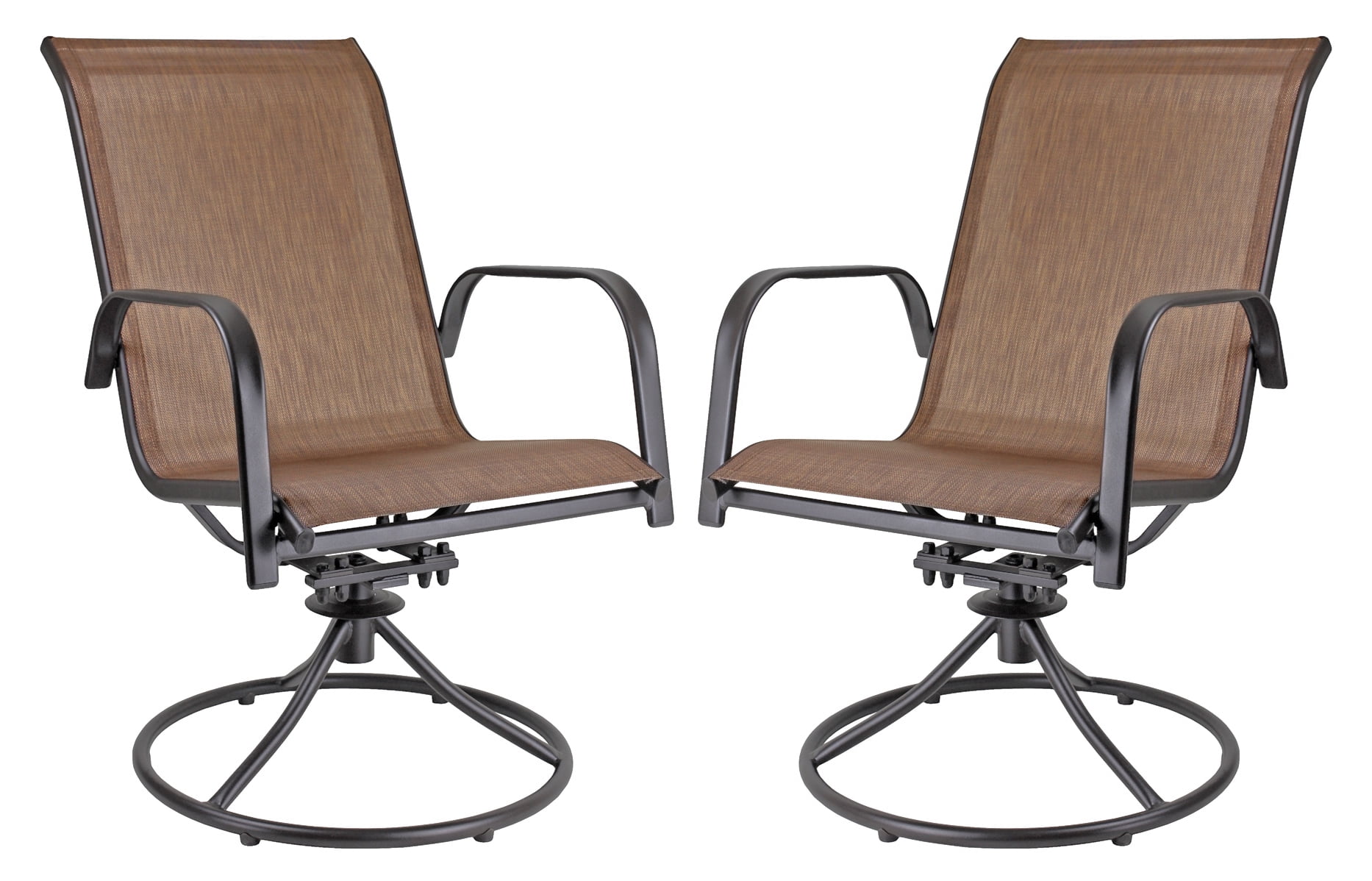 Espresso Brown Outdoor Swivel Rocker Patio Chairs (Set of 2)