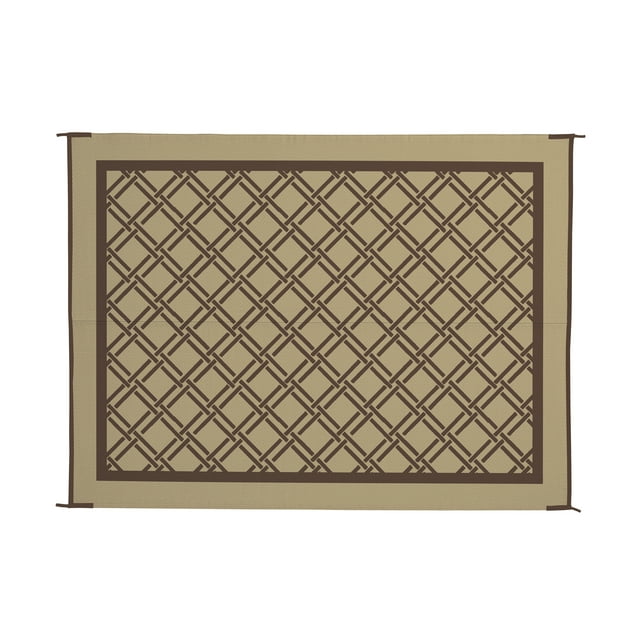 Patio Mats 9' x 12' Brown Outdoor Rug (Reversible with 2 designs