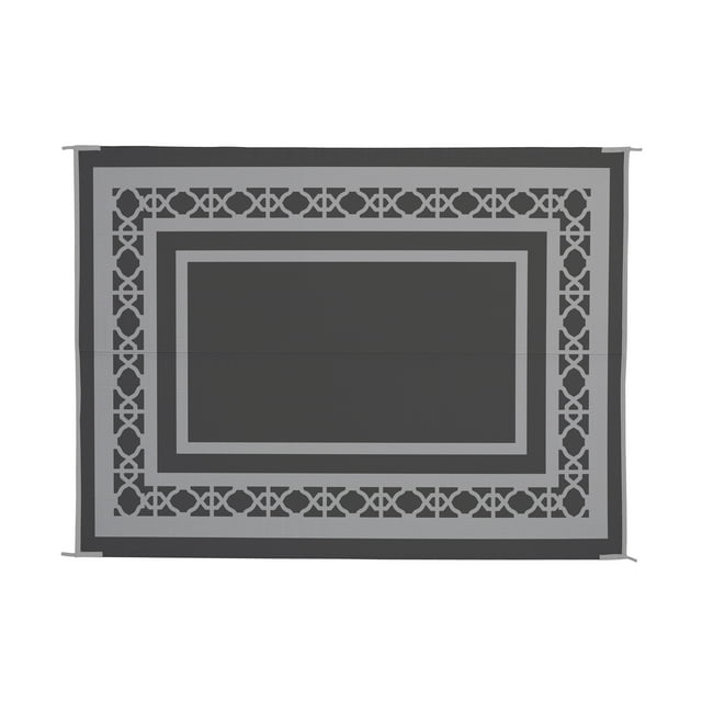 Patio Mats 9' x 12' Gray Outdoor Rug (Reversible with 2 designs