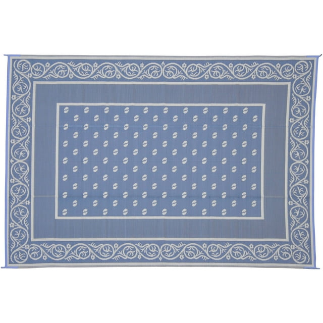 Patio Mats 9x12 Reversible RV Outdoor Patio Mat, Camping Mat, Blue
