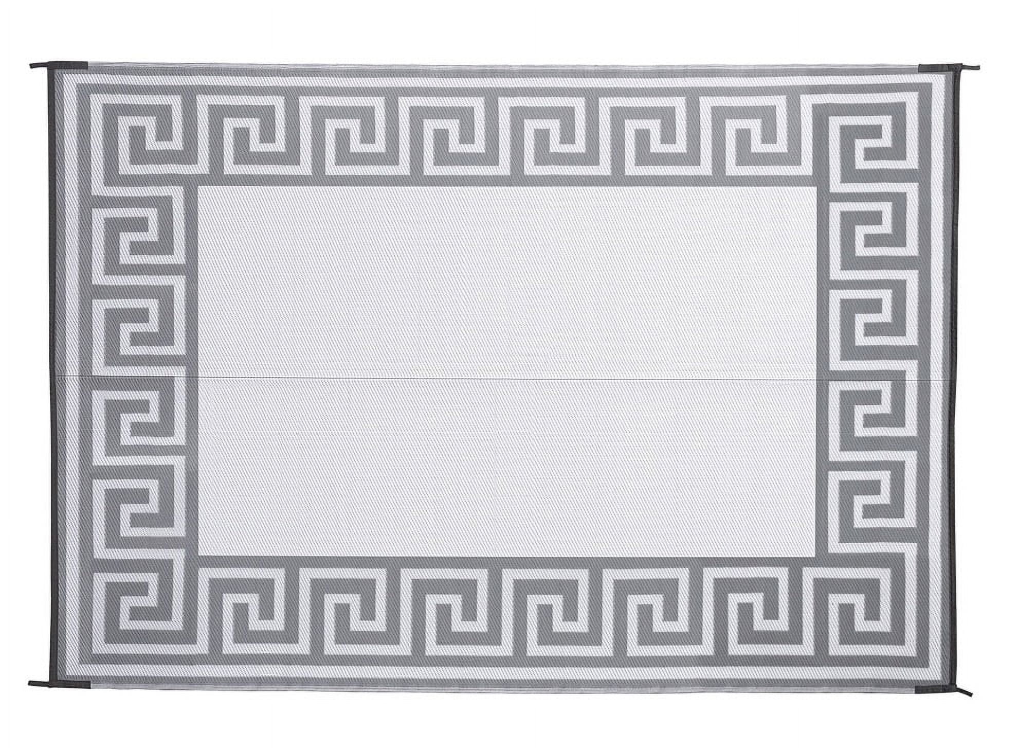 Oversized Gray & White Diamond Geometric Reversible Outdoor Mat (3 size  options) - Mountain Mat