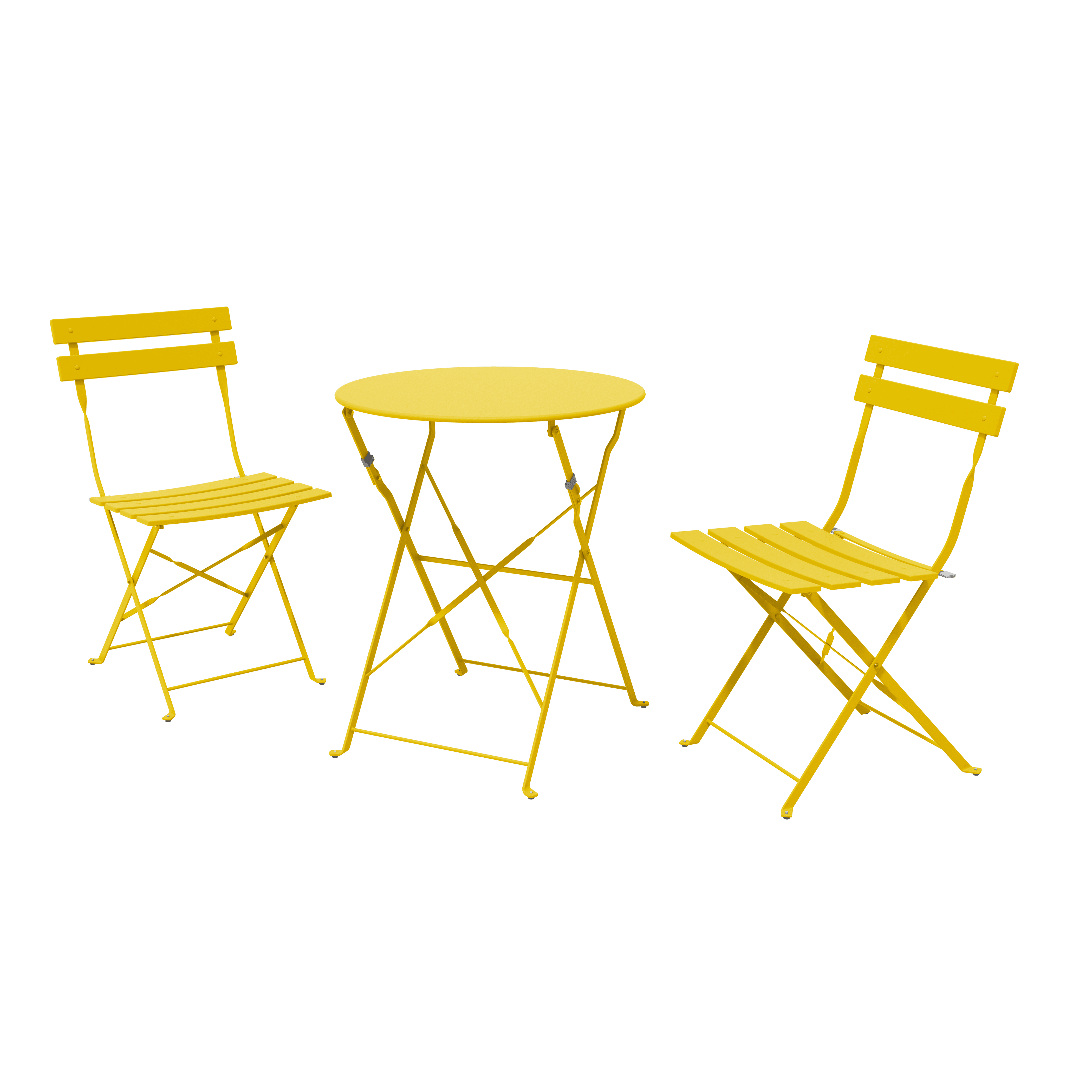 Yellow Steel 3-Piece Folding Patio Bistro Set