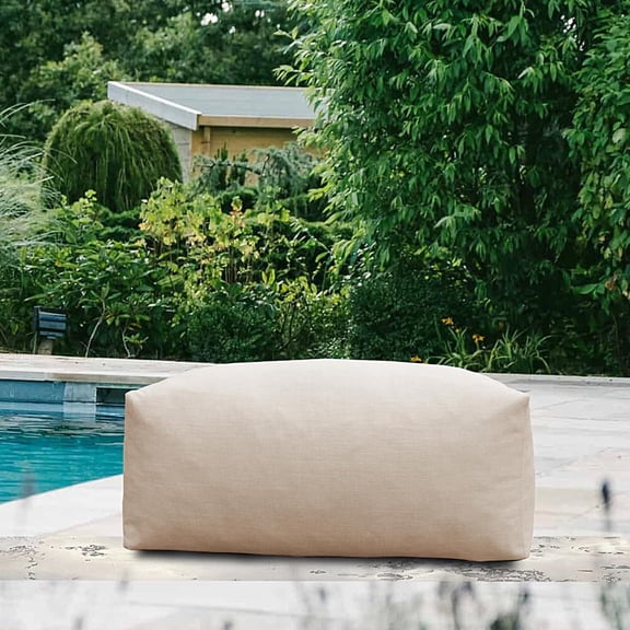 Patio Ottoman, Outdoor Coffee Table Bean Bag Chair, Daybed Sofa Couch, Modular Patio Sectional Sofa, Water-Resistant Olefin Fabric, High-Density Foam Filled, Lounge Seat, Light Beige
