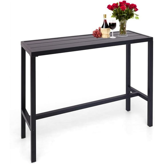 Patio Outdoor Bar Table 45.5 inch Height Bistro Table High Top Bar Metal Table with Waterproof Top for Hot Tub Home Kitchen Cafe