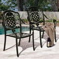 Patio Outdoor Cast Aluminum Dining Chairs with Ergonomic Armrest and