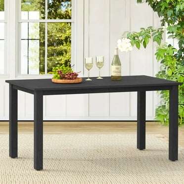 Wingyz Patio Dining Table with Umbrella Hole, 67" Outdoor Table for Garden Backyard Lawn and Poolside