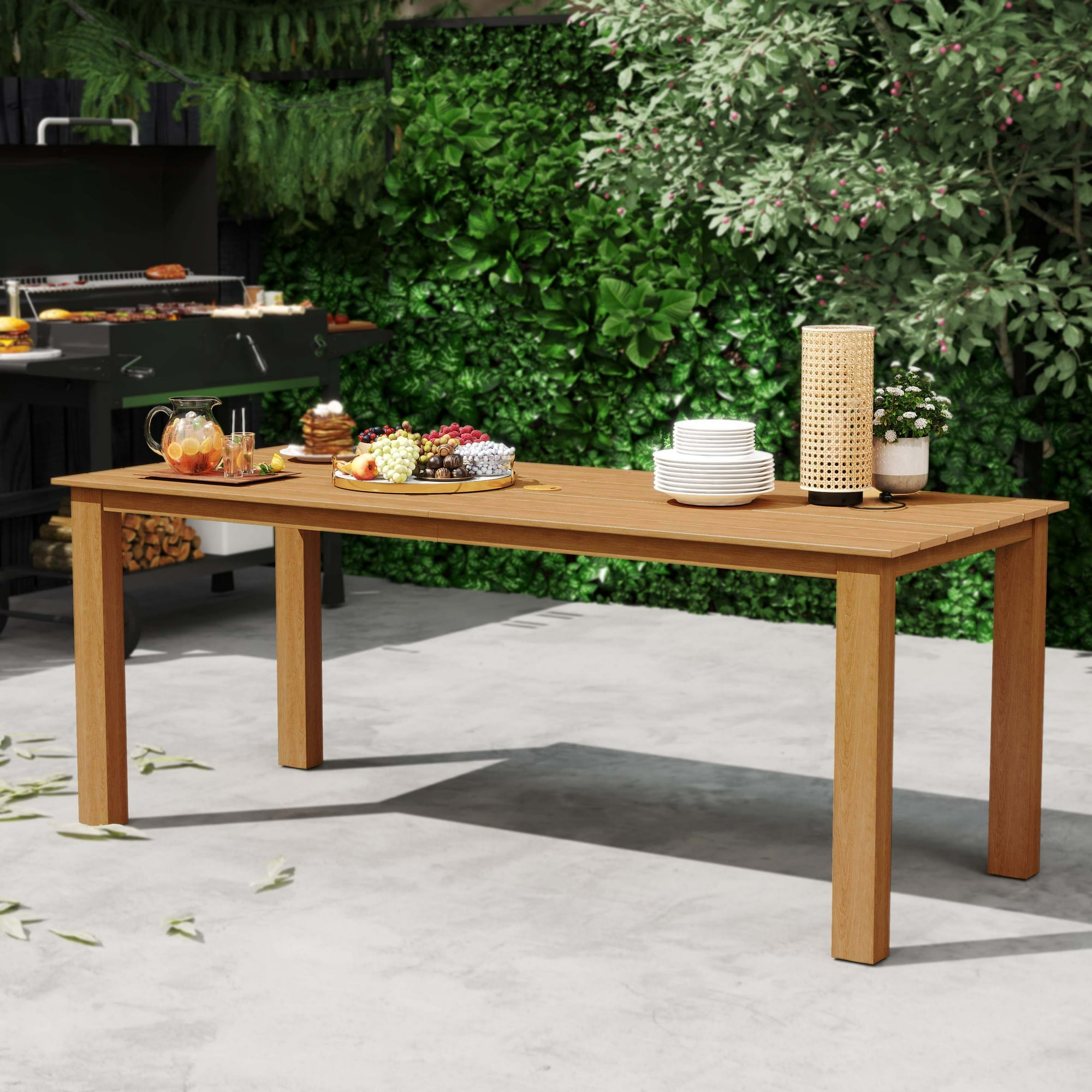 Wingyz Outside Dining Table with Umbrella Hole for Patio Garden Backyard and Poolside No Chair