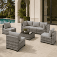thumbnail image 1 of Seizeen Outdoor Furniture, 7PCS Patio Furniture Set Sectional Sofa with Cushions, Front Porch Balcony Furniture Conversation Couch Set with Table, 1 of 10