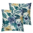 thumbnail image 1 of Patio Outdoor/Indoor Decorative Throw Pillow Water Repellent Set of 2 Square Pillow for Patio Garden Funiture (18" x 18", Green Flowers), 1 of 7