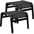 thumbnail image 1 of Patio Outdoor Ottoman Assembled Aluminum Footstools Small Seat Side Table Footrest for Balcony, Poolside 2 Set Black, 1 of 6