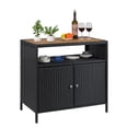 thumbnail image 1 of Patio Outdoor Wicker Storage Cabinet with Shelf,Powder Coated Steel,Patio Bar Table with 2-Door and Shelf,All Weather Resin Wicker,Patio Pool Garden Kitchen,Grey, 1 of 7