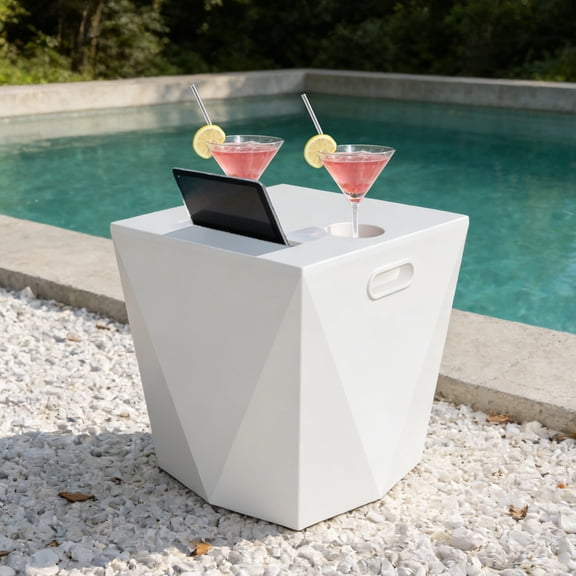 FHVIT Outdoor Side Table, Modern Weather-Resistant In Pool Table for Pool & Patio