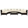 thumbnail image 1 of Patio PE Rattan Sectional Sofa Set, 5 PCS Half-Moon Sofa Set, 8-seat Wicker Patio Furniture Set, Rattan Outdoor Conversation Sofa Set W/ Cushions & Tea Table for Balcony Lawn Backyard Poolside, T475, 1 of 9