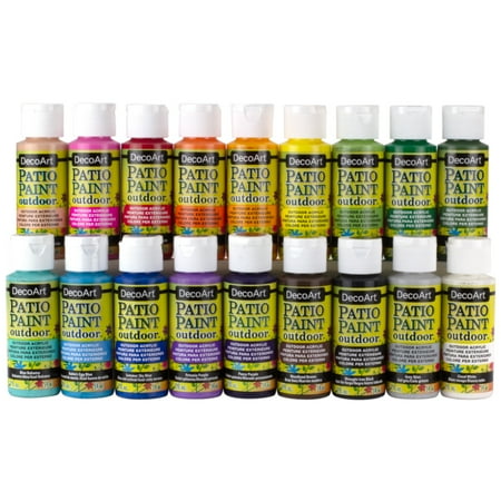 DecoArt Patio Paint Outdoor Acrylic Set, 18 Weather-Resistant Colors, 2 fl oz