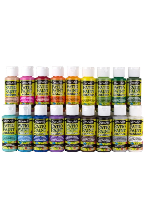 Patio Paint Outdoor Acrylic Set, 18 Weather-Resistant Colors, 2 fl oz