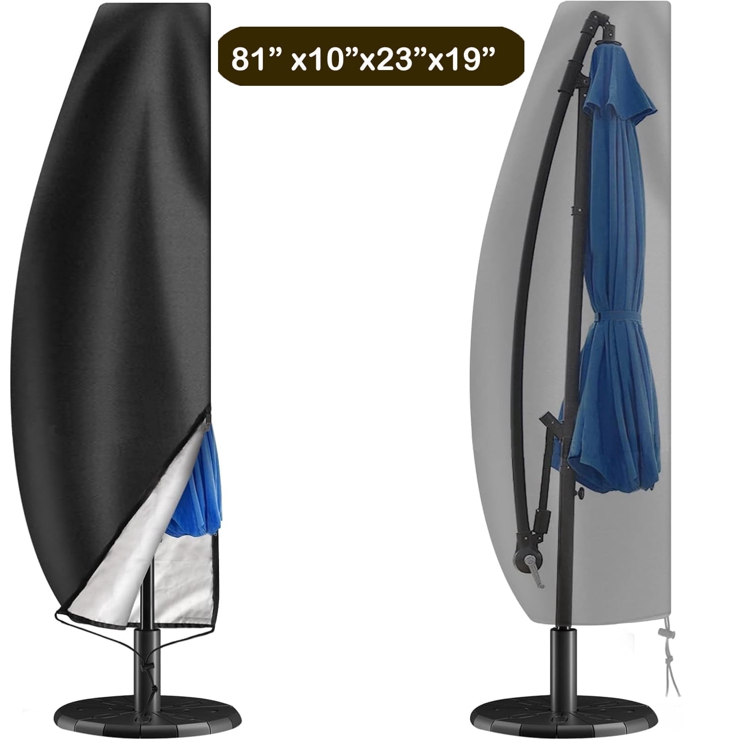 cover for cantilever patio umbrella Beige with Zipper This durable cover is constructed from 600D polyester canvas with waterproof backing and offers 50+ UV protection from the sun Cantilever Umbrella Covers