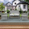 thumbnail image 1 of Patio Porch Furniture Sets, UHOMEPRO 4 Pieces PE Rattan Garden Furniture Wicker Chairs Set with Coffee Table, Outdoor Conversation Sets, Patio Dining Set for Backyard Poolside Lawn, Gray, W7762, 1 of 11