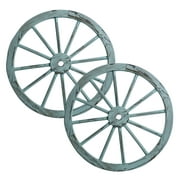Patio Premier 24" Wooden Wagon Wheel in Turqoise Wash - 2PK