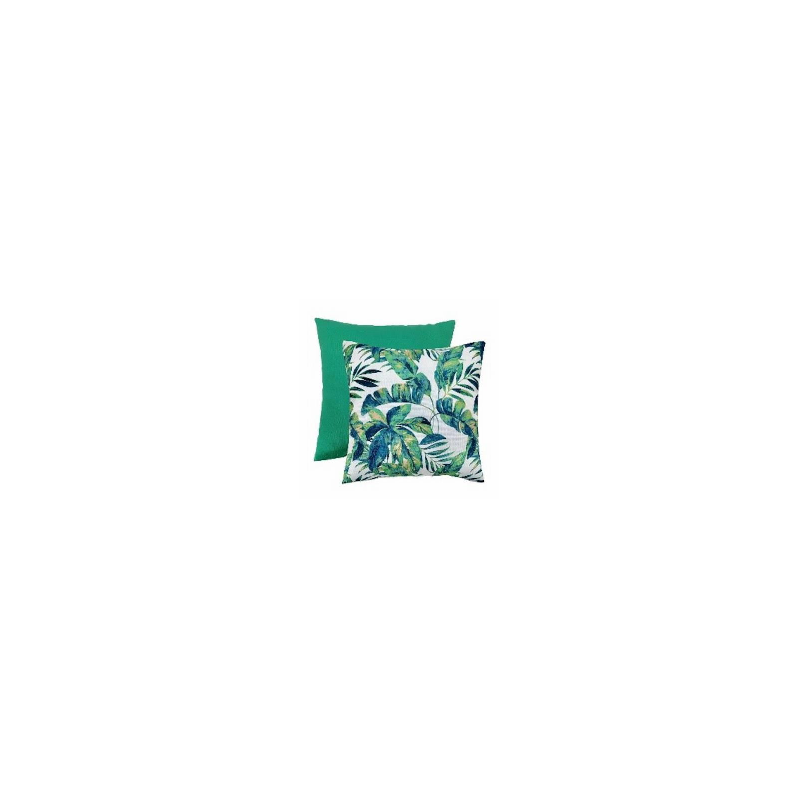 Green and White Polyester Square Outdoor Toss Pillow