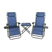 Patio Premier 3 Pack Fabric Zero-Gravity Chair - Blue and Black