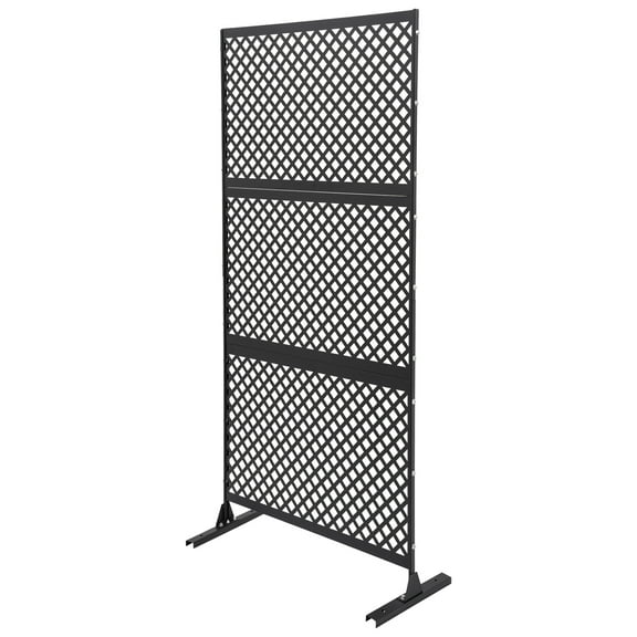 Patio Privacy Screen, High-Quality Steel, Adjustable Height, Removable Panels, Decorative Diamond Design, White/Black, Easy to Install & Clean