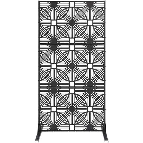 Patio Privacy Screen,Patio Privacy Divider with Stand, Decorative Privacy Fence Screen for Garden Backyard Balcony,Outdoor Decorative Panels for Balconies, Courtyards,Swimming Pools (Flower Black)