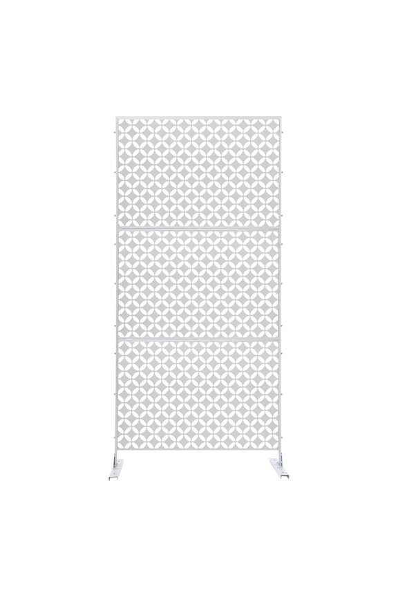 Patio Privacy Screen, Sturdy Steel with Laser Cutting, Adjustable Height Panels, Easy to Clean, Decorative Coin-Shaped Design, Perfect for Area Division and Privacy in Outdoor Spaces