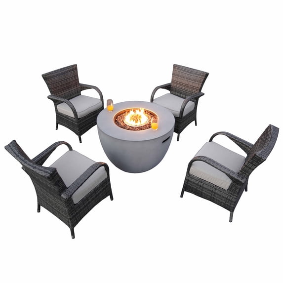 Patio Propane Fire Pit Table with Four Chairs