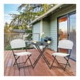 thumbnail image 1 of Patio Rattan Bistro Set - 3 Piece Outdoor Dining Set with Table & 2 Chairs - Folding PE Rattan Furniture for Garden, Balcony, Poolside - Black Frame, White/Blue, 1 of 9