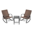 thumbnail image 1 of Patio Rattan Rocking Furniture Set - 3 Pieces Outdoor Rocking Chairs with Table - Mix Gray PE Rattan Rocker Set - Weather Resistant for Backyard, Poolside, Patio, 1 of 9