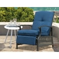 thumbnail image 1 of Patio Recliner Chair with Extendable Footrest, Adjustable Reclining Chair with Padded Cushions and Metal Frame, Outdoor Lounge Chair for Poolside Garden Lawn, Navy, 1 of 7