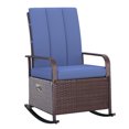 thumbnail image 1 of Patio Recliner Rocking Chair, Adjustable And Footrest, Cushioned For Outdoor Garden, Backyard, Blue Chair With Back Foot Rest, Seat Patio, Backyard, 1 of 6